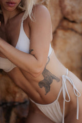 Wiązany stanik od bikini Malibu Ecru