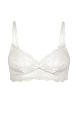 biały stanik z koronki