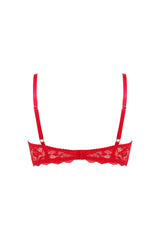 Czerwony koronkowy stanik balkonetka Alana