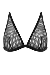 Trójkątny ażurowy stanik z czarnej siateczki Diamond New