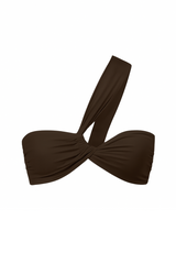 Brązowy asymetryczny top bikini Kirei