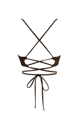 Brązowy wiązany stanik od bikini Malibu