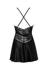 Czarna satynowa halka z koronka Celine