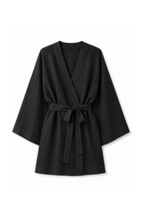 Czarne kimono z lnu Yuki