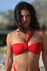 Czerwony asymetryczny top bikini Kirei
