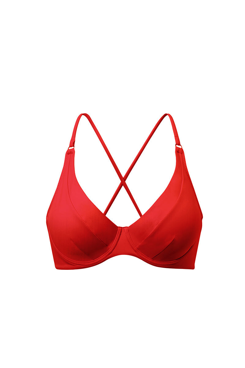 Czerwony wiązany stanik od bikini Malibu