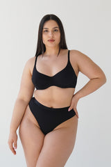 Gładki stanik z fiszbinami z czarnej bawełny Astrid