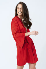 Czerwony szlafrok / kimono z satyny Dora Red