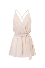 Pudrowy kombinezon z krótkimi nogawkami Layla