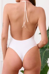 Jednoczęściowy biały kostium kąpielowy Ocean