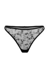 Czarne haftowane stringi z wysokim stanem Lara