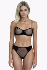 Czarne figi z dodatkiem weluru Pearl 2