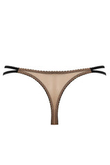 Gładkie cieliste stringi z lamówkami w kolorze czarnym Caffe Latte