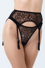 Czarny pas do pończoch Rosanne Love and Hate