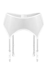 Prześwitujący biały pas do pończoch Luna White