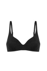 Gładki stanik z fiszbinami z czarnej bawełny Astrid