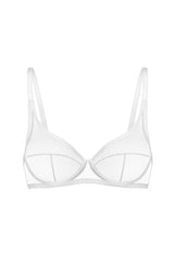 Biały przezroczysty stanik o wydłużonej linii miseczki Luna White