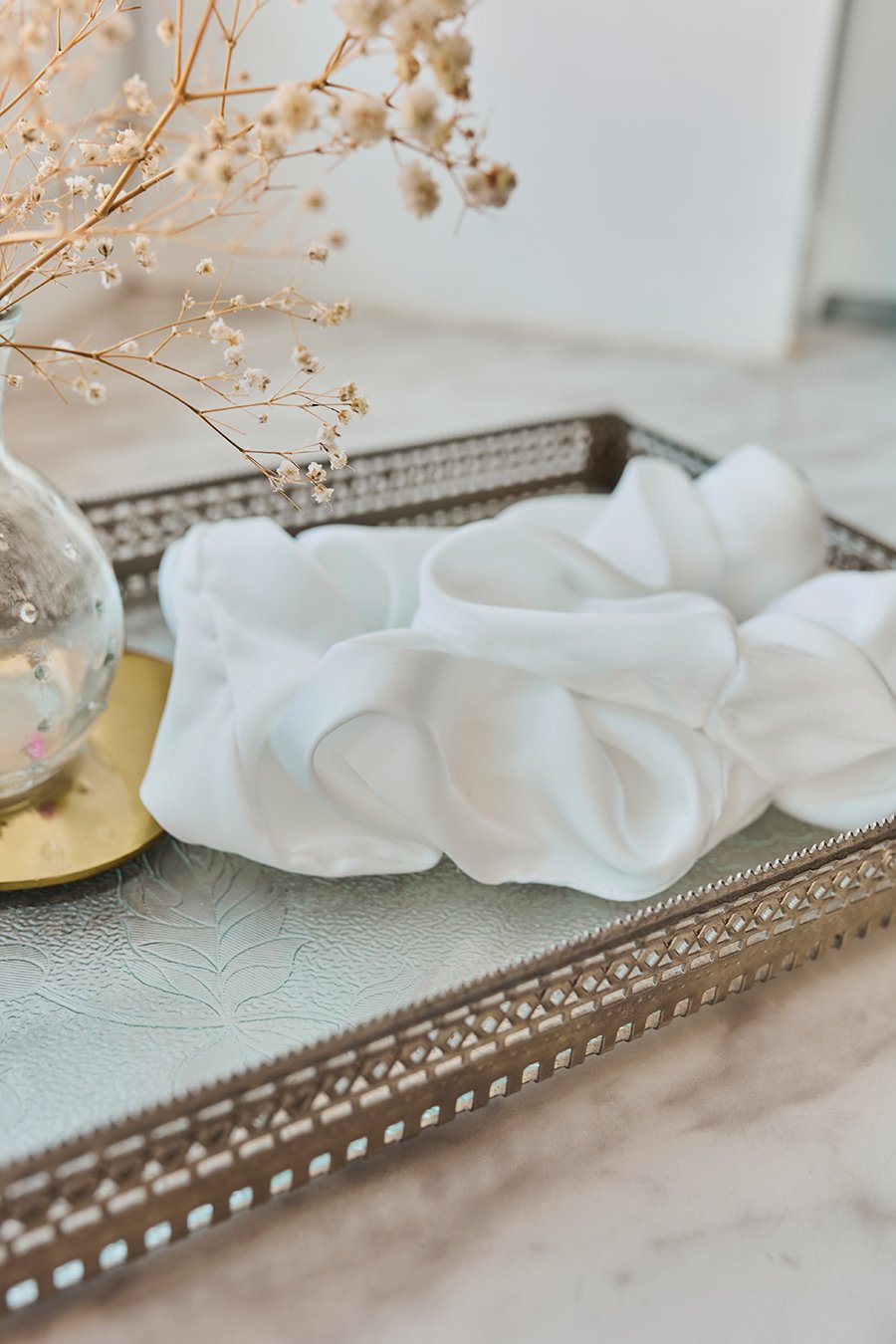 White satin scrunchie