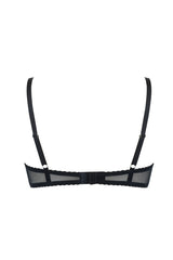 Czarny ażurowy stanik balkonetka Rose