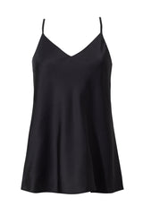 Czarny satynowy top na cienkich ramiączkach Denise