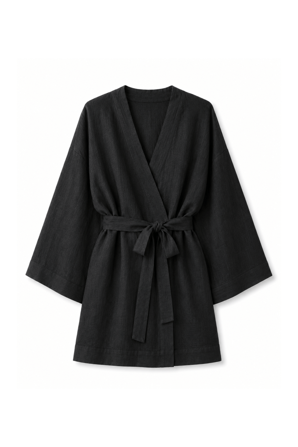 Czarne kimono z lnu Yuki