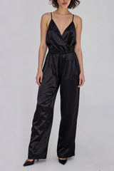 Czarny satynowy kombinezon Lori