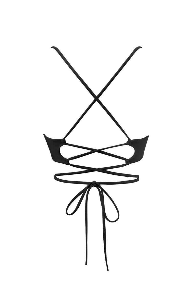 Czarny wiązany stanik od bikini Malibu
