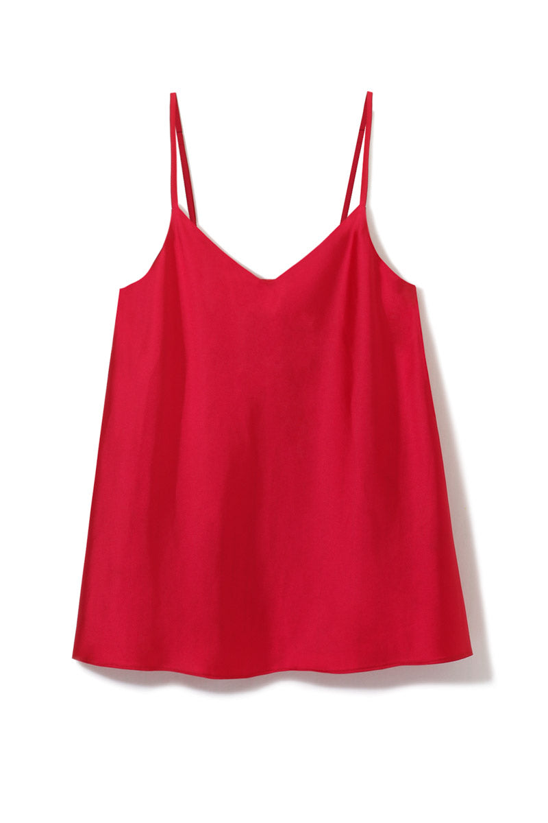Czerwony satynowy top na cienkich ramiączkach Denise
