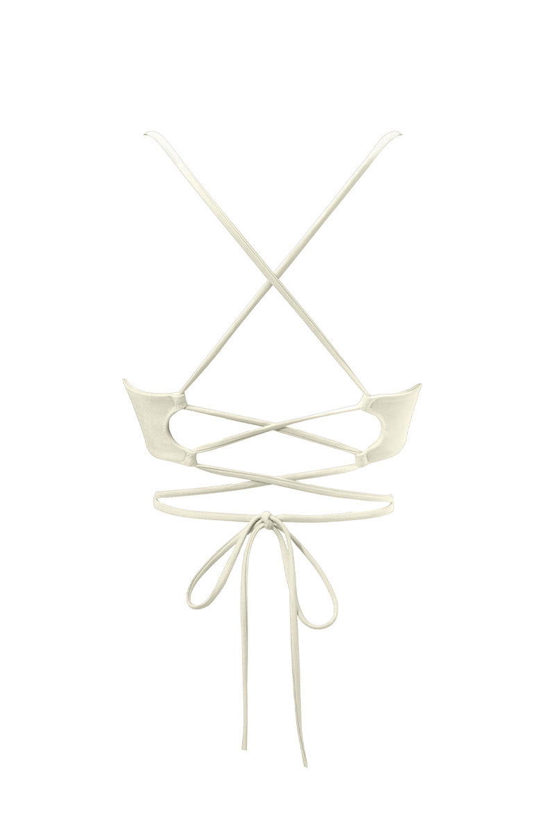 Wiązany stanik od bikini Malibu Ecru