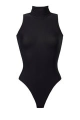 Czarne body bez rękawów z golfem Allure