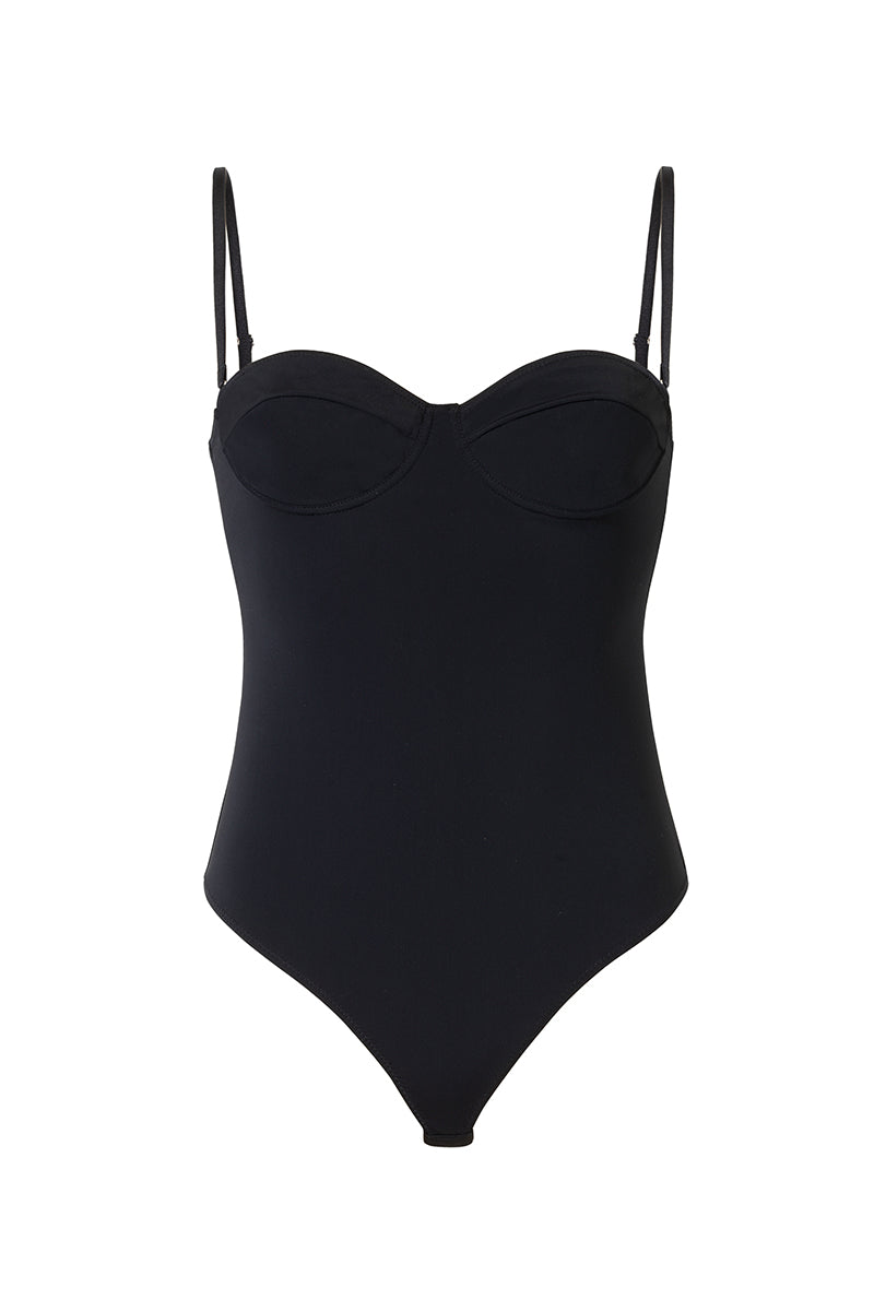 Czarne body z fiszbinami Elodie