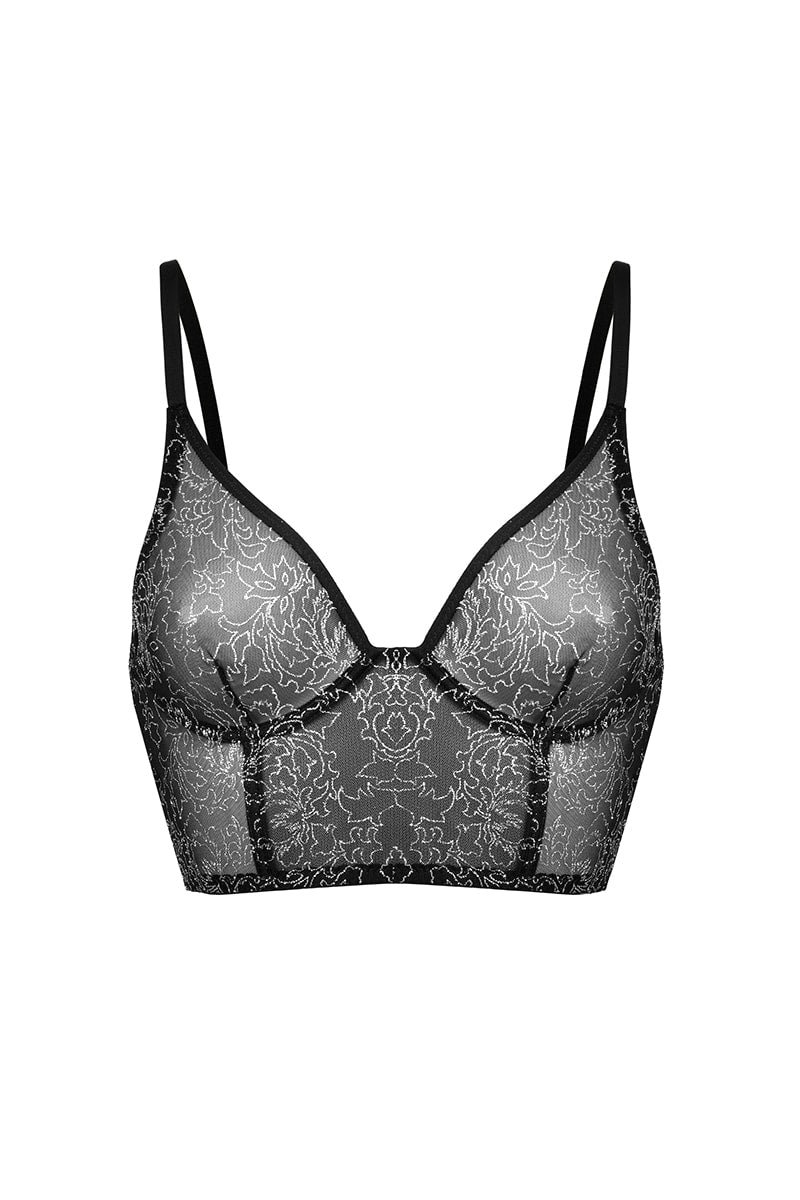 Czarno - srebrny gorsetowy top Ophelie