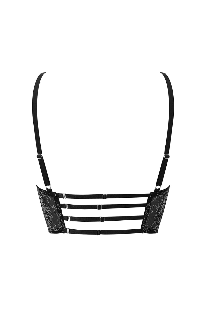 Czarno - srebrny gorsetowy top Ophelie
