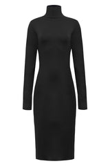 Czarna dopasowana sukienka z golfem Tilda